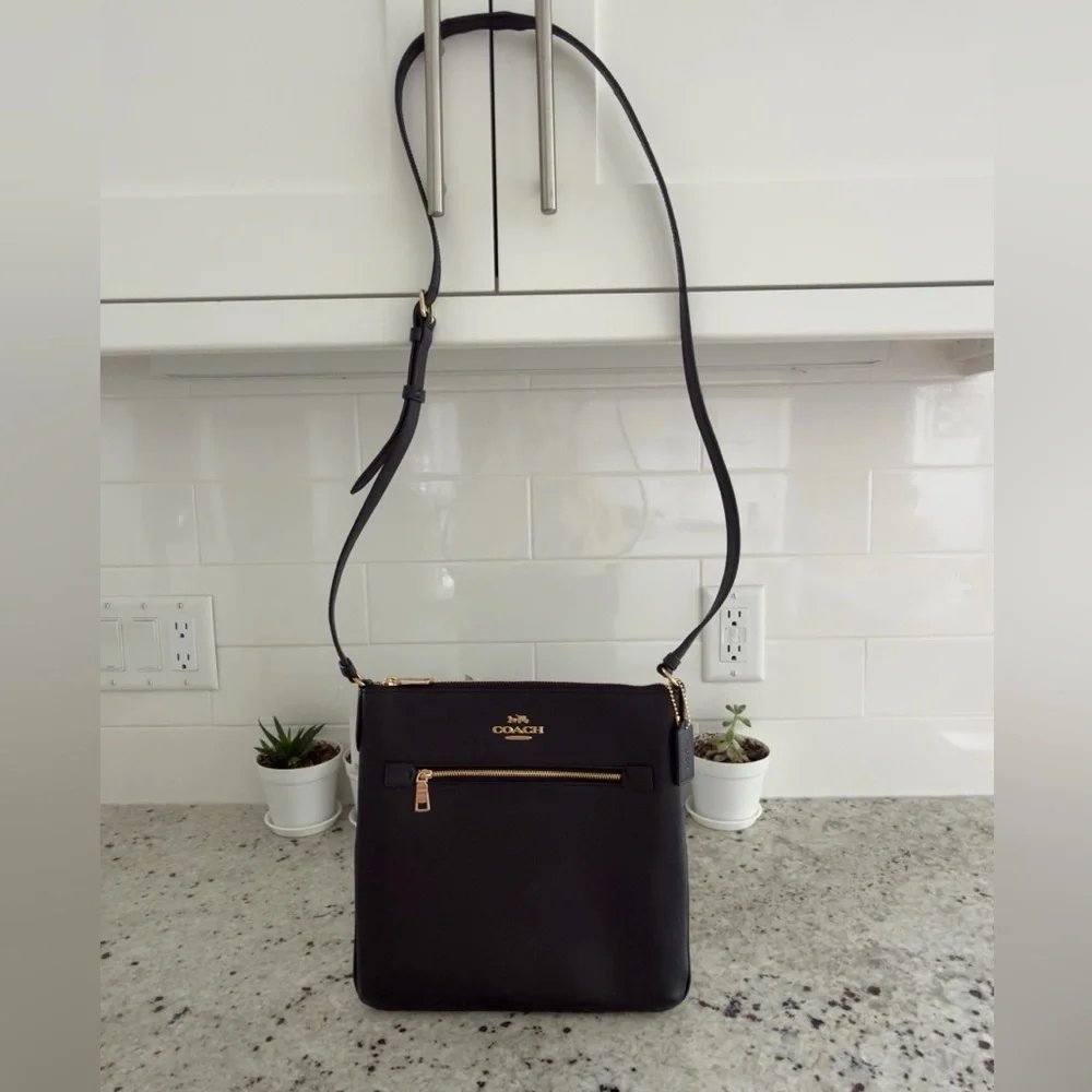 Coach Crossbody Purse Black Leather NWT - Picture 6 of 16